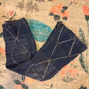 Free People Dark Blue Flare Jeans Diamond Seams Women’s size 30